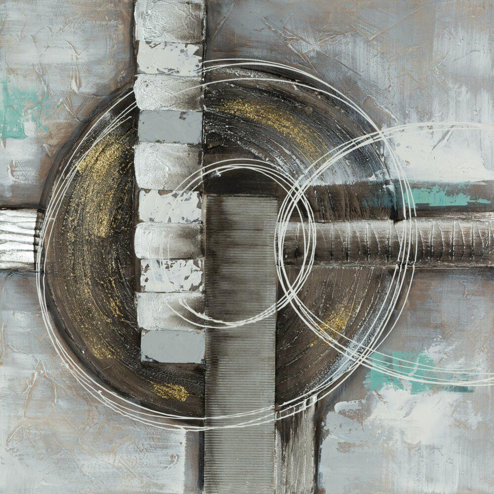 Obraz Abstrakcyjny 80x80 - Loft Turkus Beż