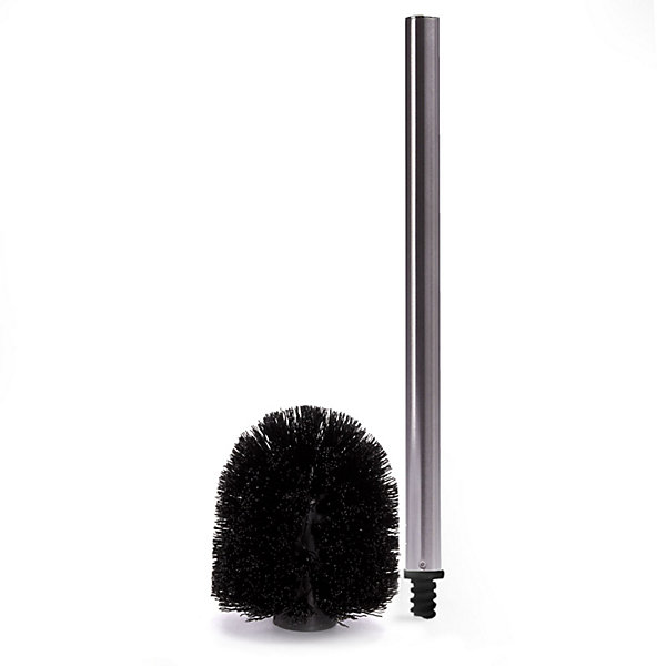 Brosse WC manche acier inoxydable brosse noire H.32 cm
