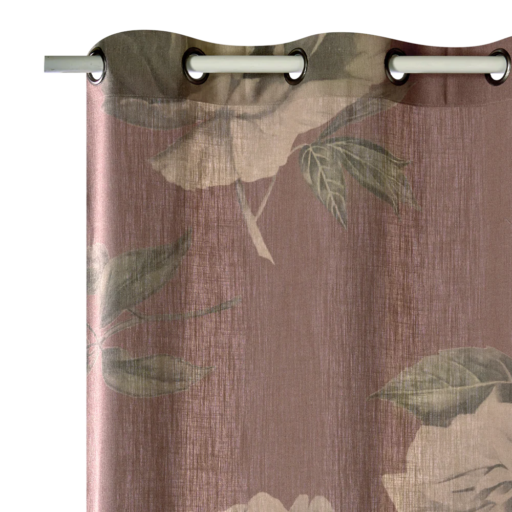 Rideau Lin FLORALIA coloris terracotta 140 x 260 cm