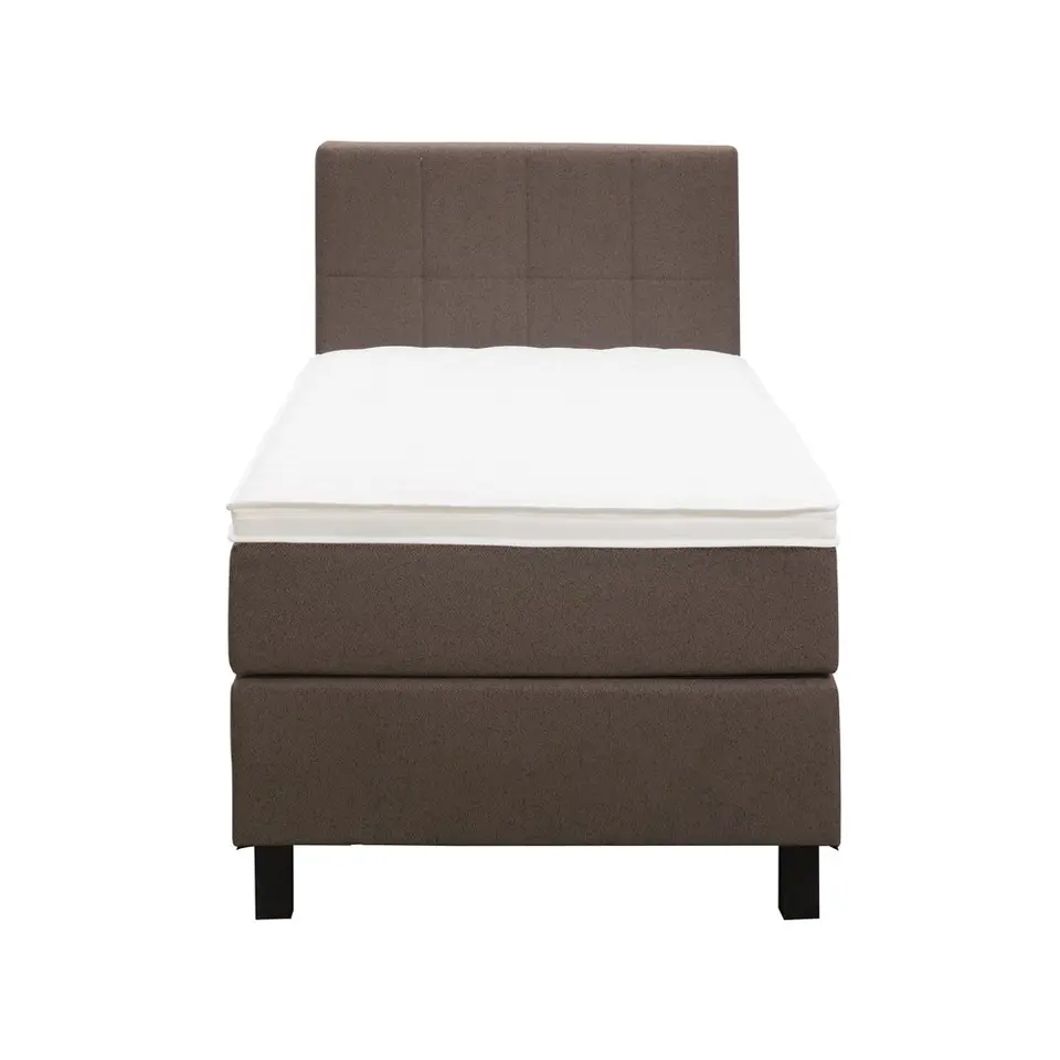Boxspring Liv geblokt - donkerbruin - 90x200 cm - vierkante poot