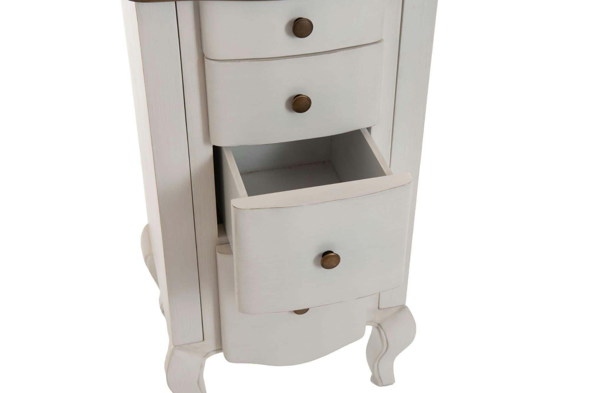 BETSY - Chiffonnier en bois blanc cassé patiné 4 tiroirs