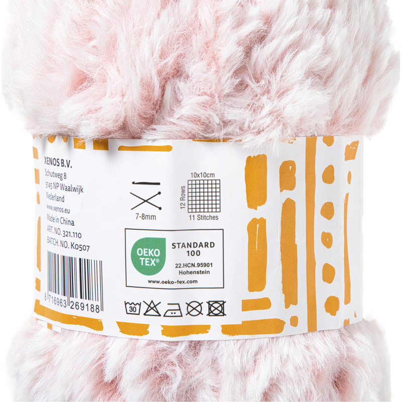 Garen fluffy - beige/roze - 100 gram - 60 meter