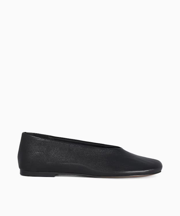 Highway Black - Leather Round-Toe Ballet Flats