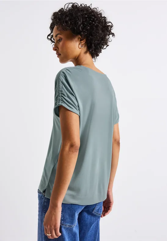 Silk-Look Shirt mit Raffung