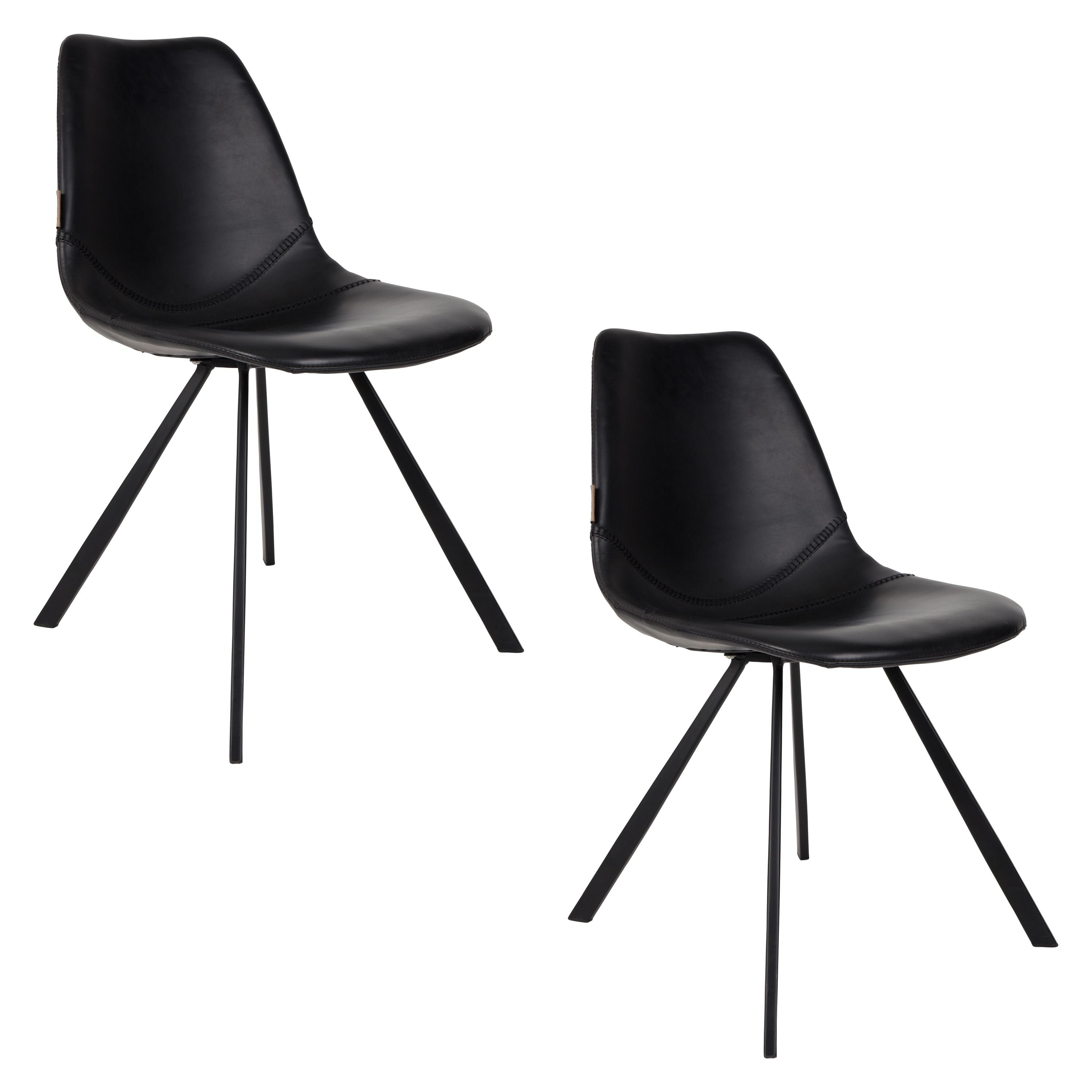 Dutchbone Franky Eetkamerstoelen Zwart - Set van 2
