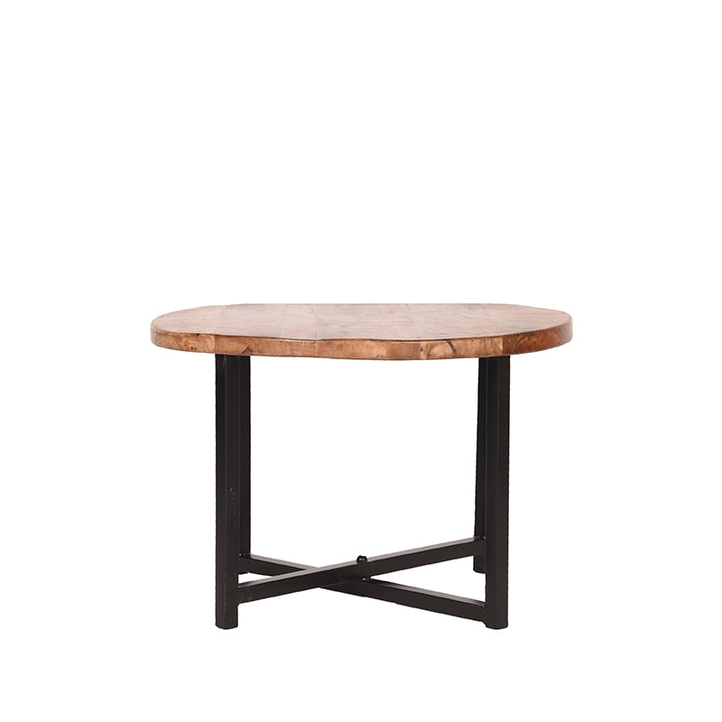LABEL51 - Bijzettafel Dex - Rough Mangohout - Zwart Metaal