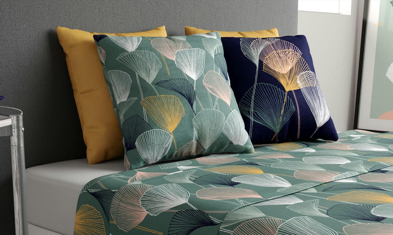 COTTEY - Parure de drap coton vert 240x300 cm