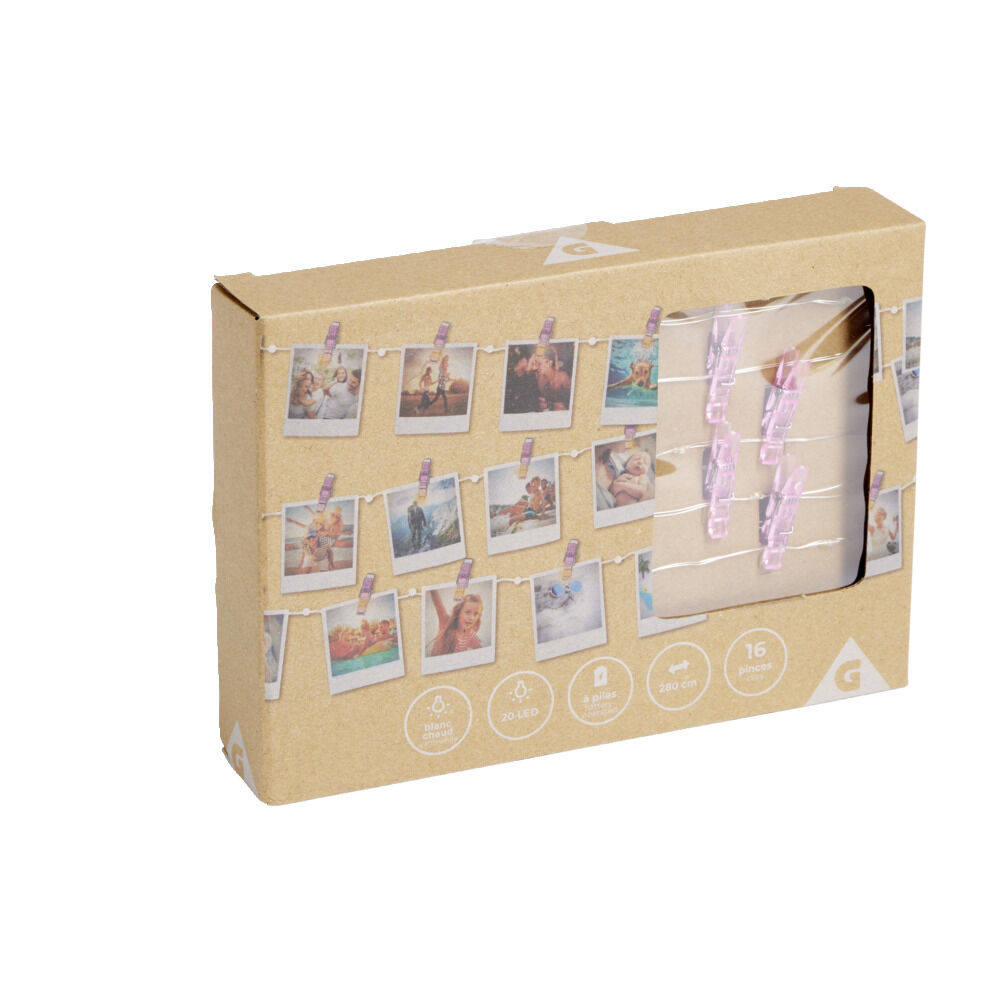 Guirlande LED à pinces 280cm plastique rose gold
