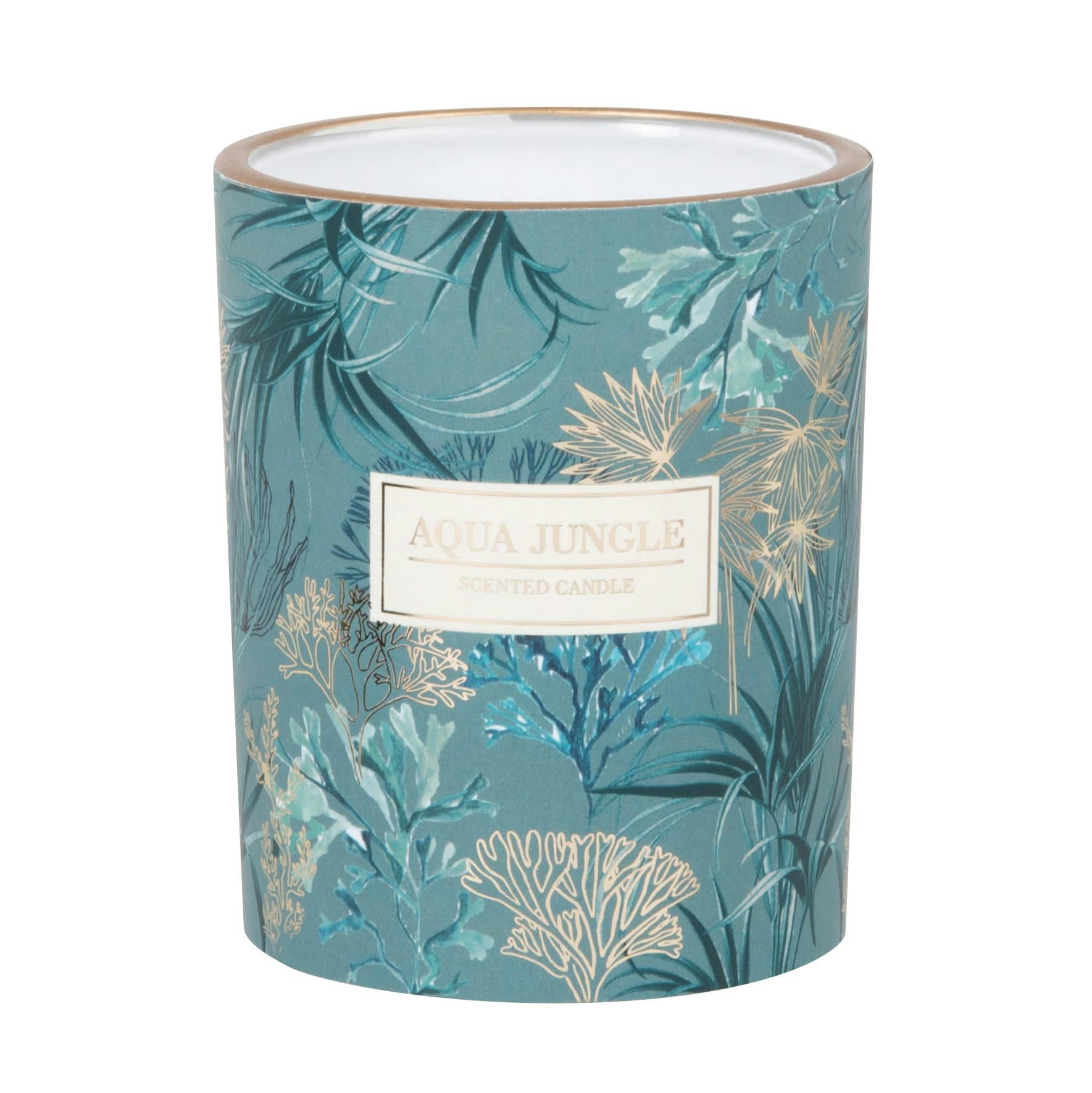 - Bougie parfumée en verre vert et doré, 210g