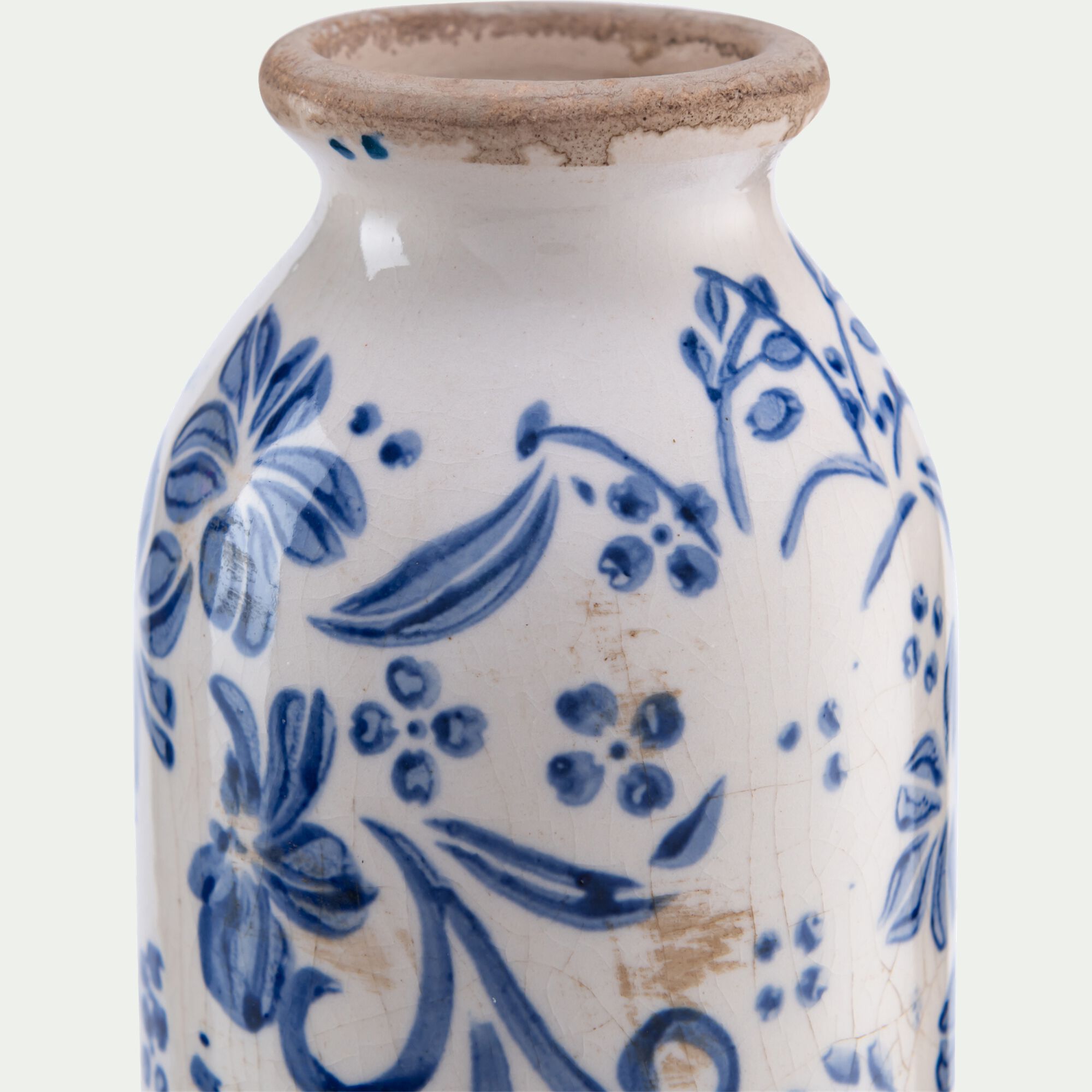CERASUS - Vase à motif fleuri en céramique H15cm - bleu