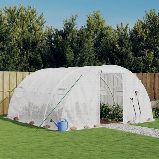 NNEVL Greenhouse with Steel Frame White 16 m&sup2; 4x4x2 m