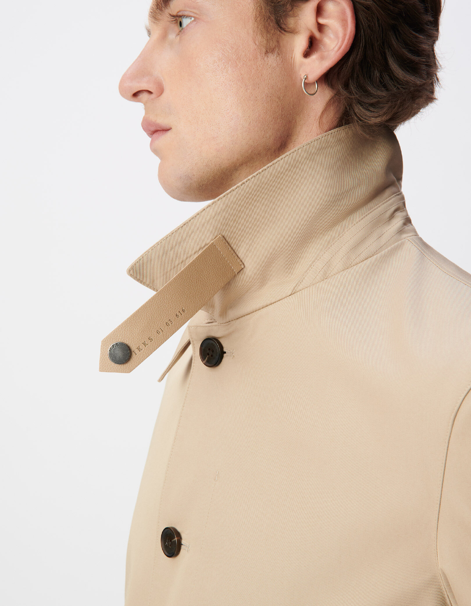 Trench beige attache-col bi-matière Homme