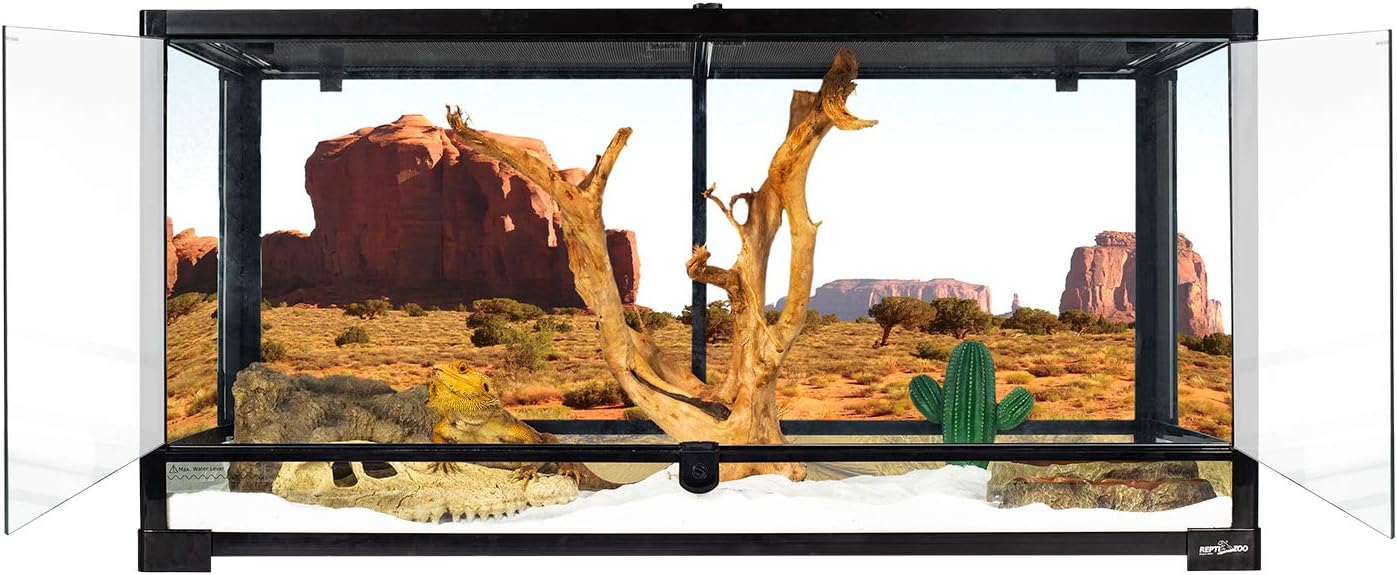 50 Gallon Reptile Glass Terrarium Tank Double Hinge Door with Screen Ventilation Large Reptile Terrarium 36 x 18 x 18(Knock-Down)