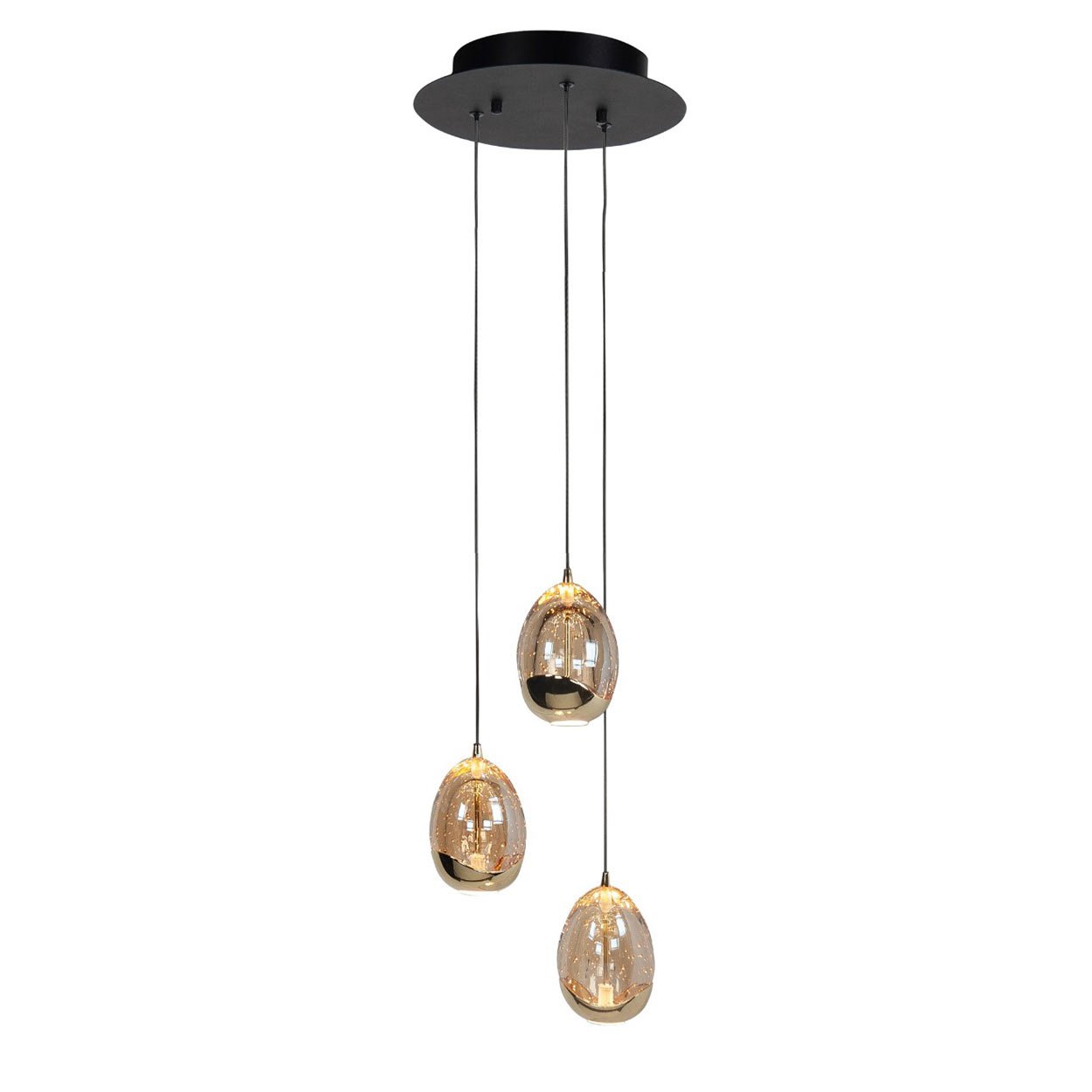 Highlight hanglamp Golden - 3 lichts - 25 x 135  cm - amber zwart