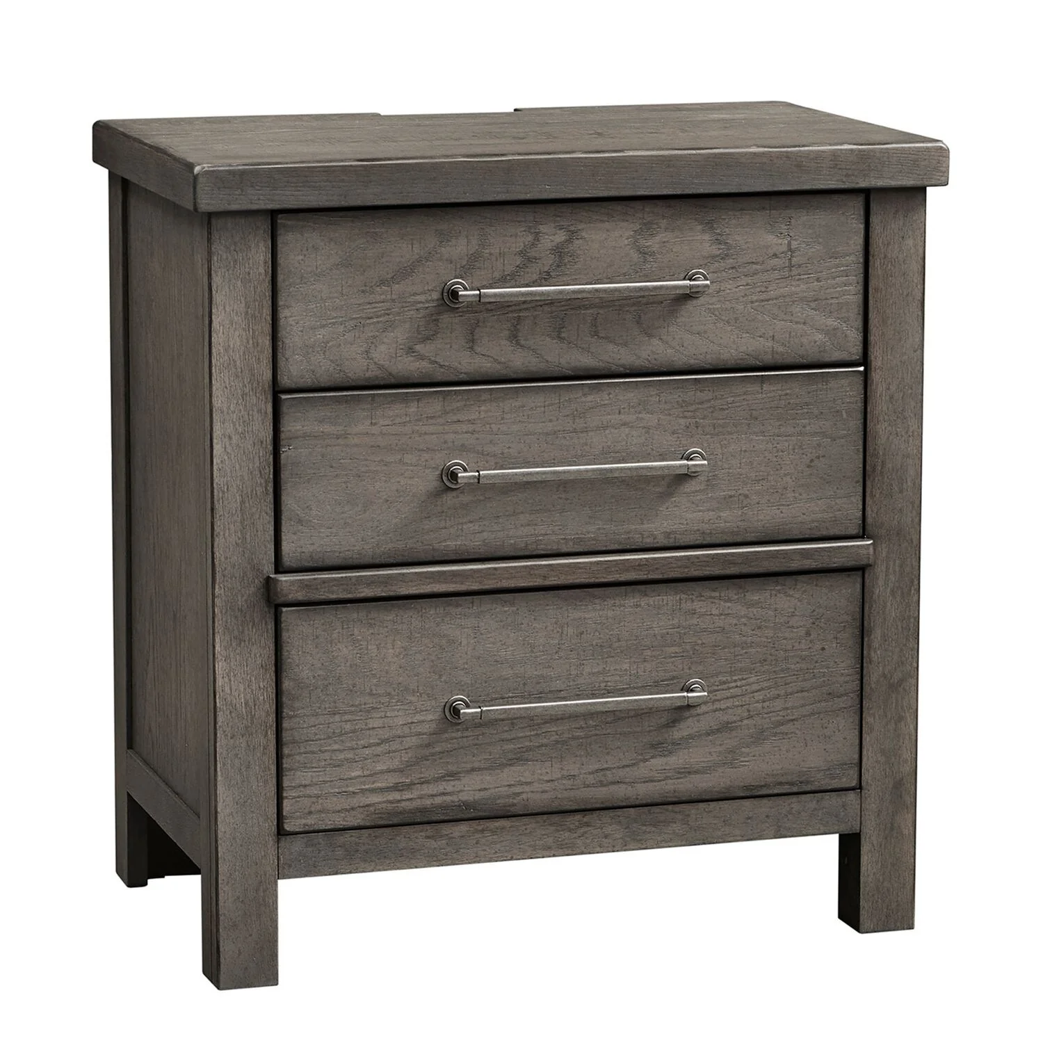 Modern Farmhouse Dusty Charcoal Distressed 3 Drawer Night Stand
