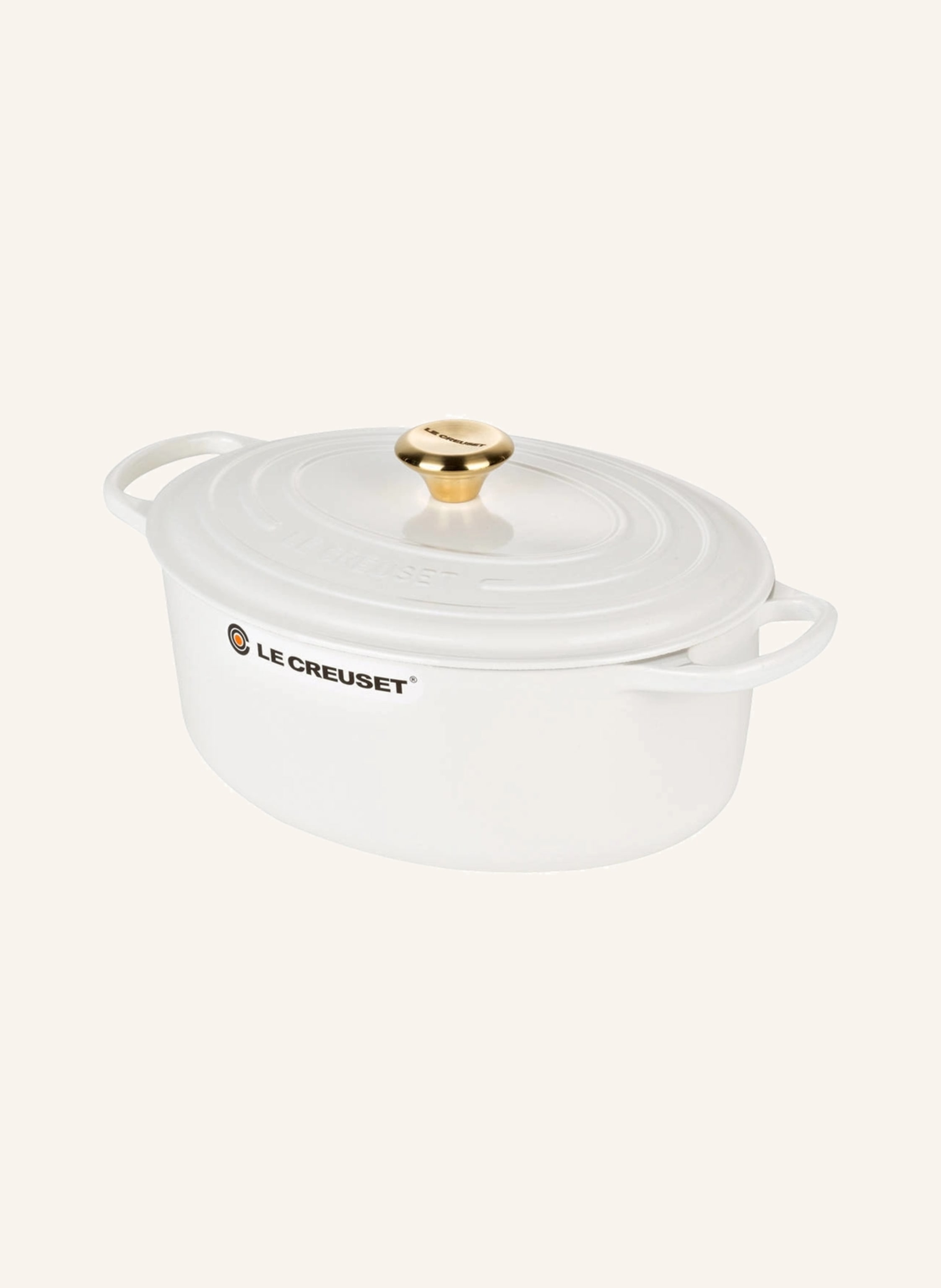 LE CREUSET Bräter Signature oval 31cm kirschrot mit Gold Knopf