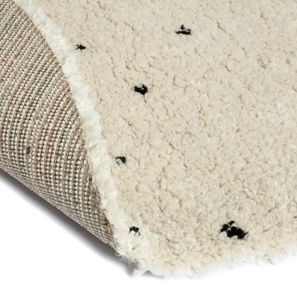 Vloerkleed Kinderkamer stip - Wit/Zwart - Dots - Interieur05 - Rond 120 &Oslash;