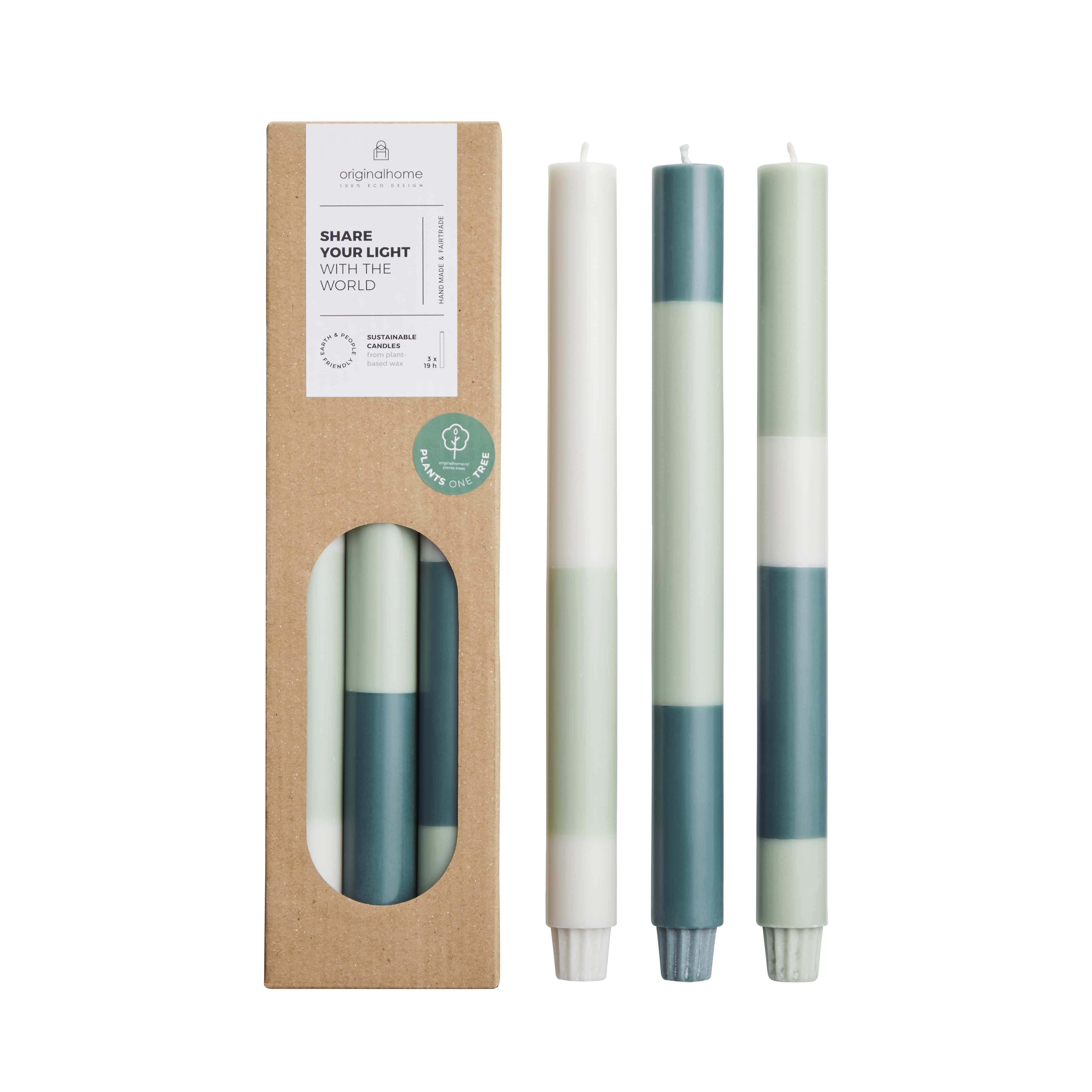 Originalhome dinerkaarsen gelaadge Meadow - 30 cm - set van 3