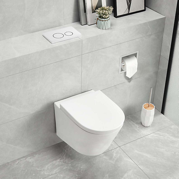 Balneo Plaque de commande WC OXO blanche - plaque encastrée pour bâti-support - double touche 2 fonctions