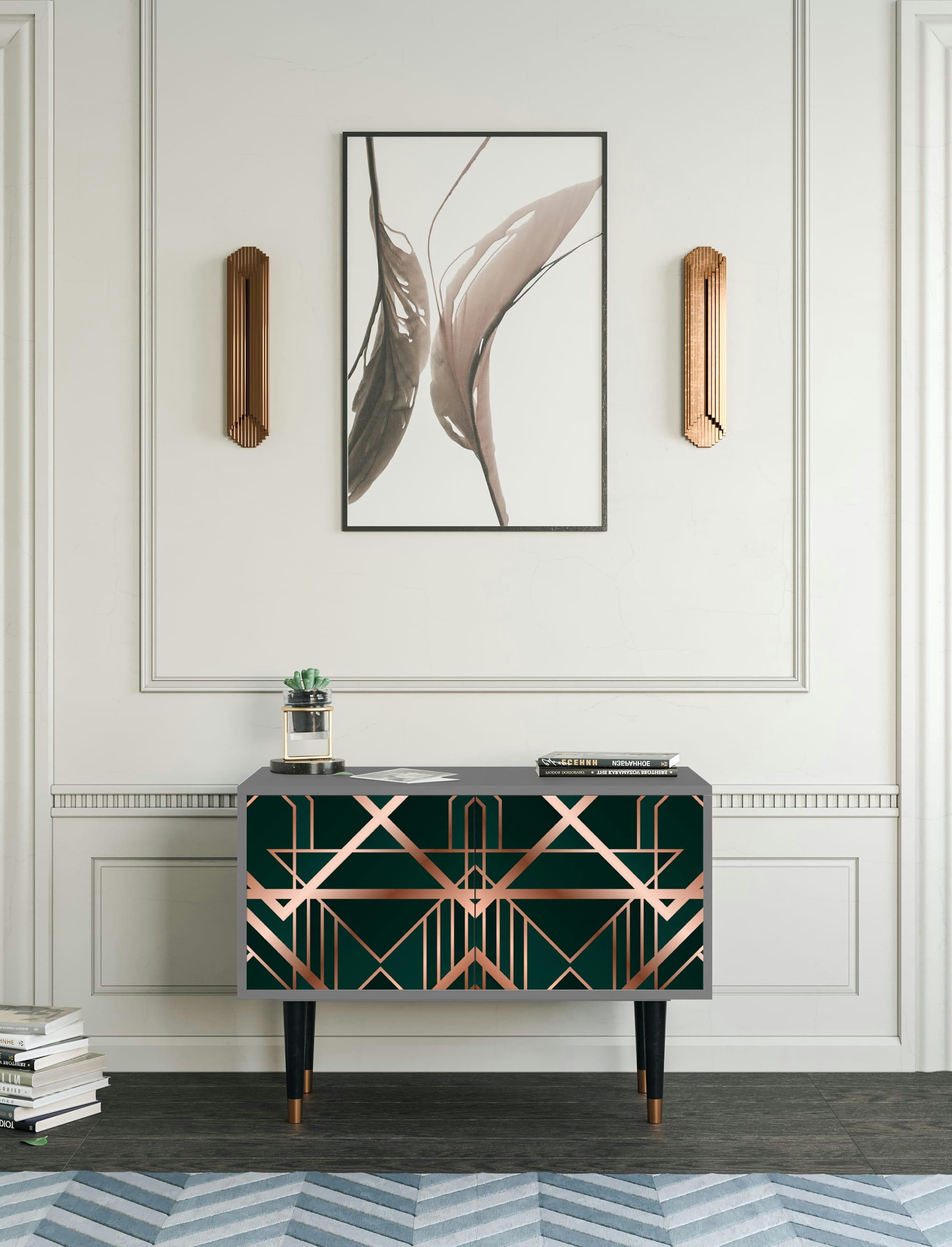 EMERALD GATSBY - Buffet bas  vert 2 portes L 94 cm