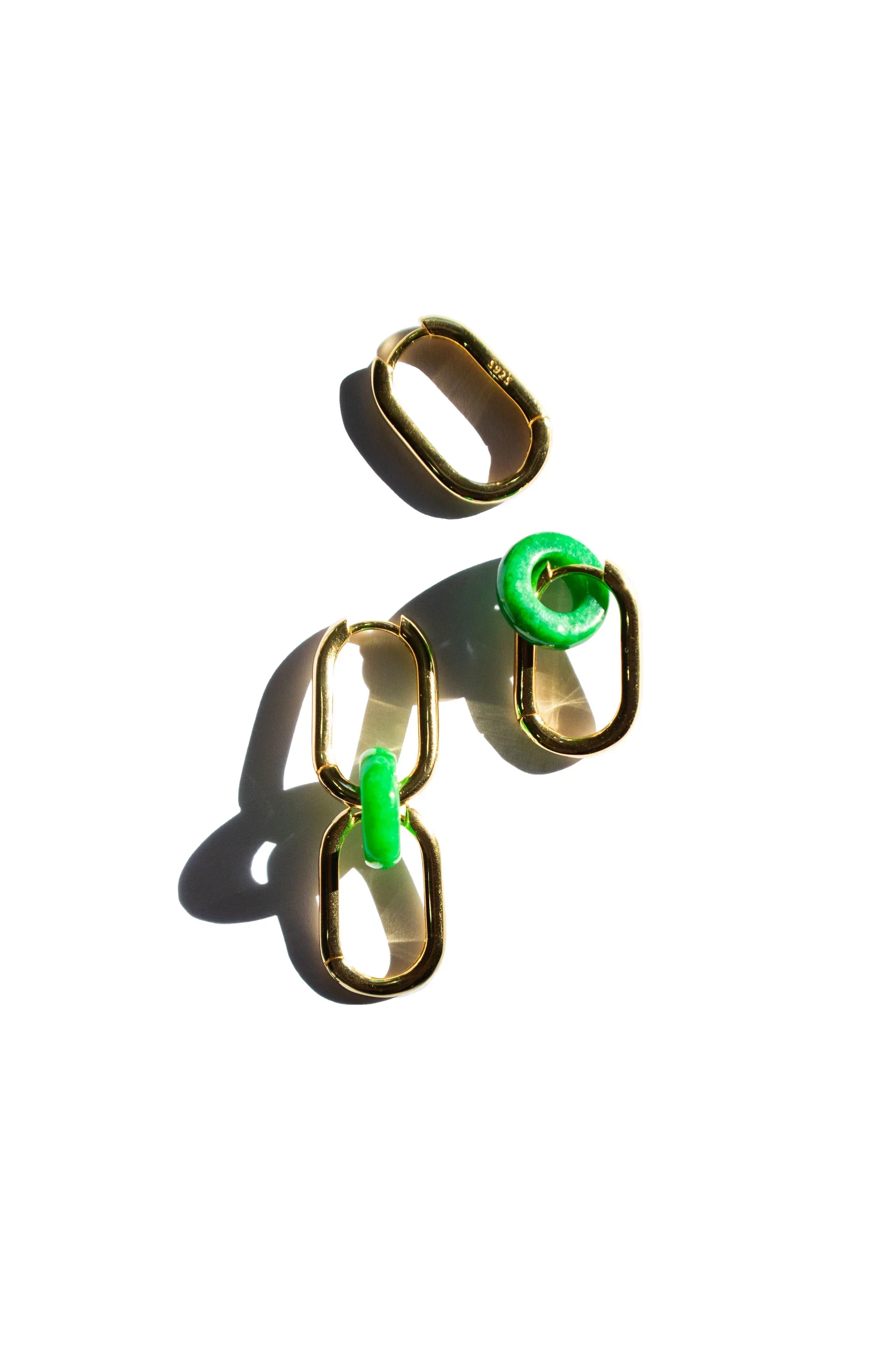 Della — Convertible Link Jade Earrings in Gold Plated