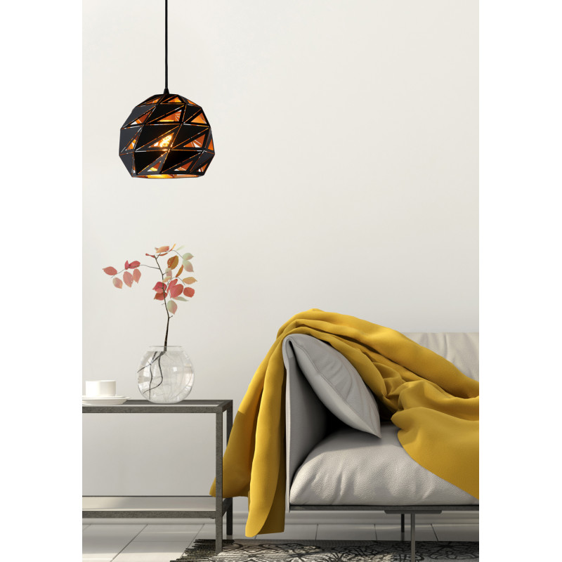 Suspension Malunga noire Ø 25 cm E27 60 W LUCIDE