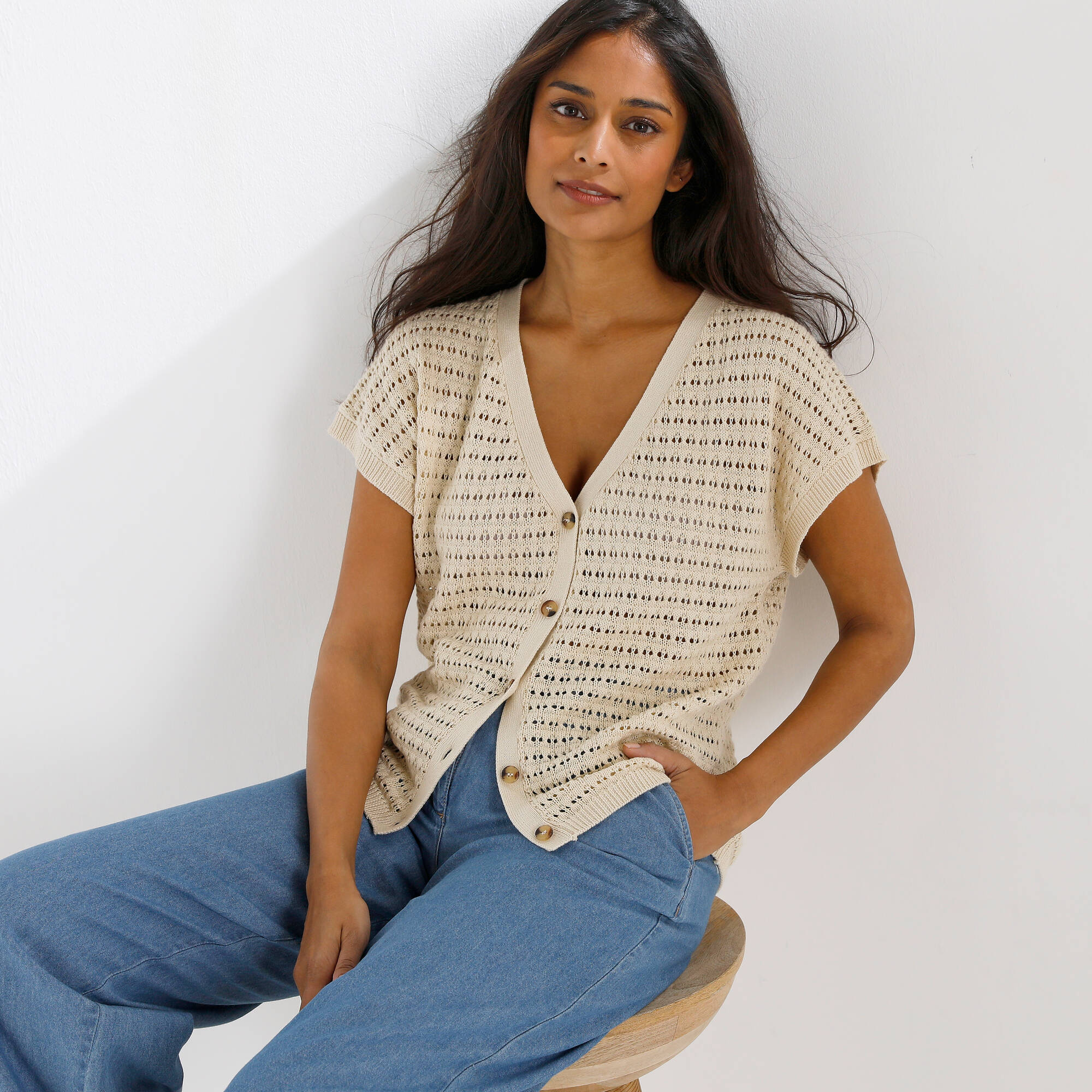 Gilet loose en maille fantaisie