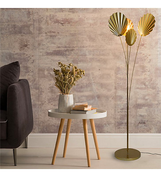 Lampadaire d'intérieur design Zephyr 158cm métal doré compatible LED