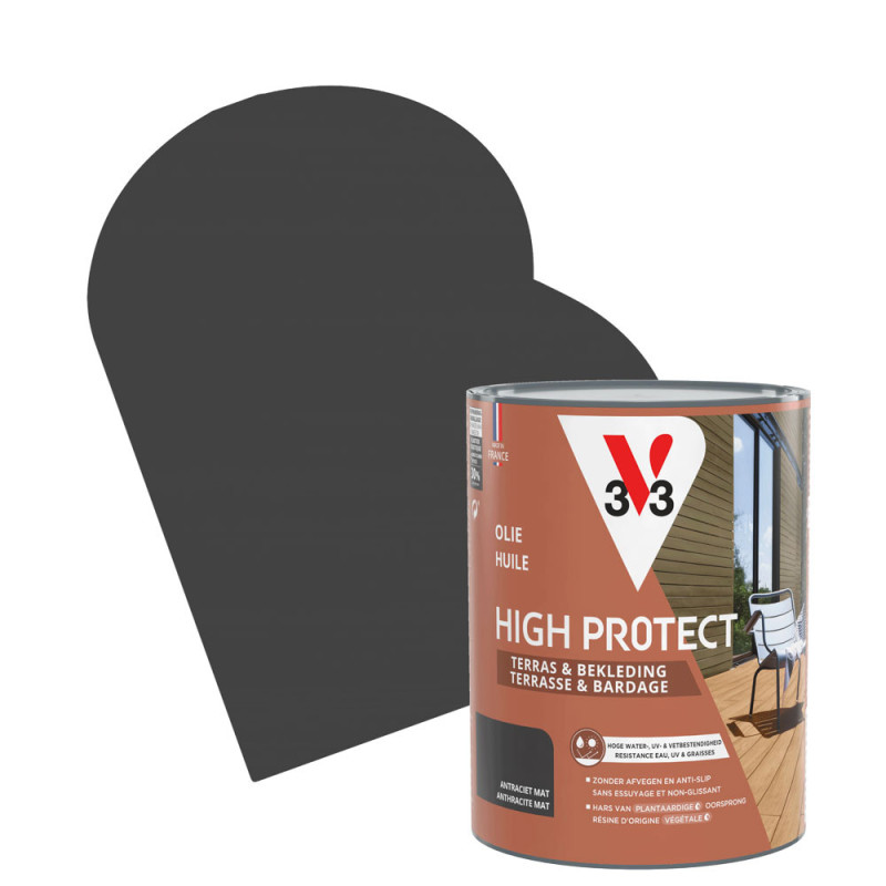Huile pour bois de terrasse High Protect anthracite 0,75 L V33