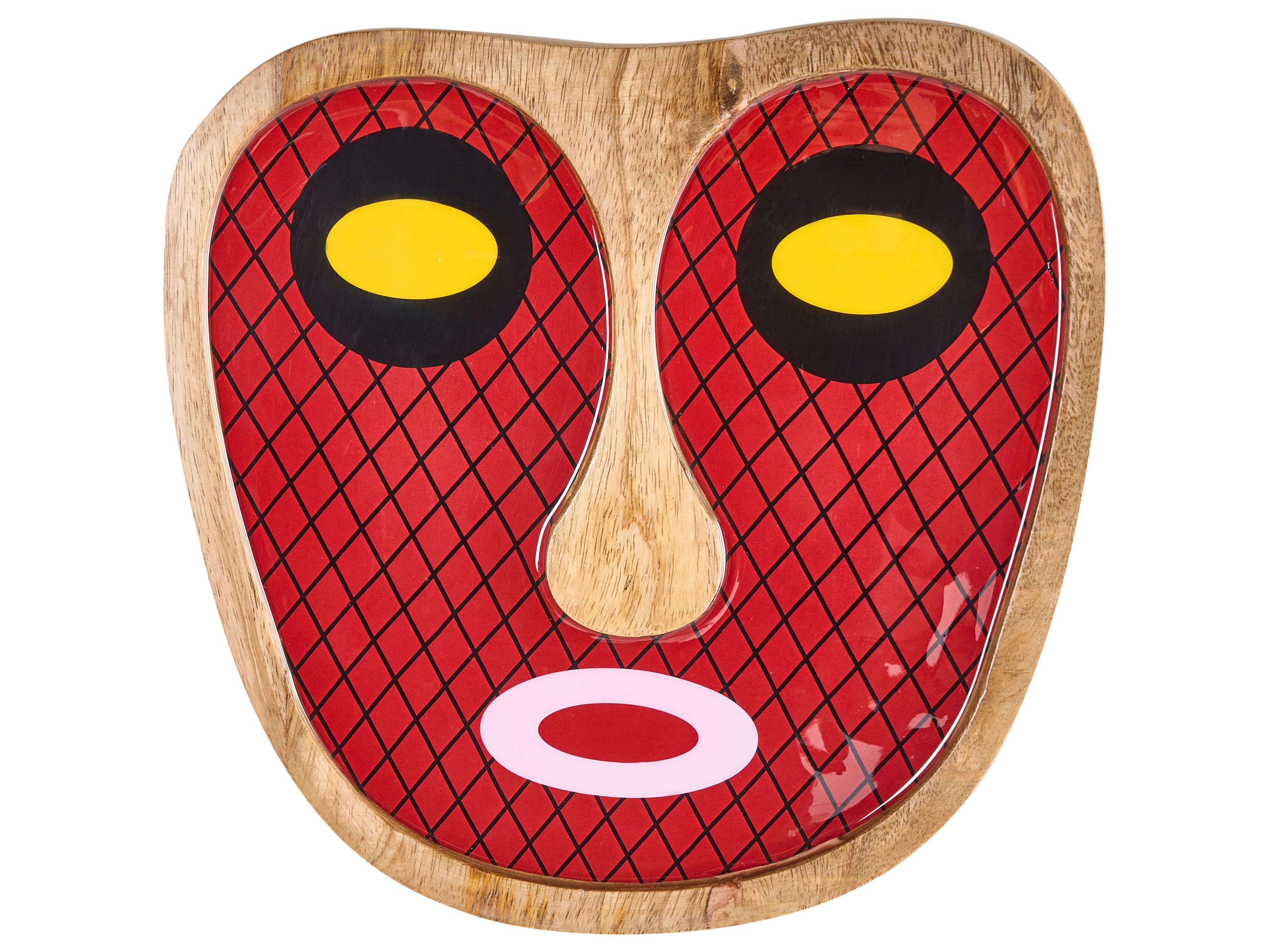Wall Decor Face KATSINA Mango Wood 22 cm Red