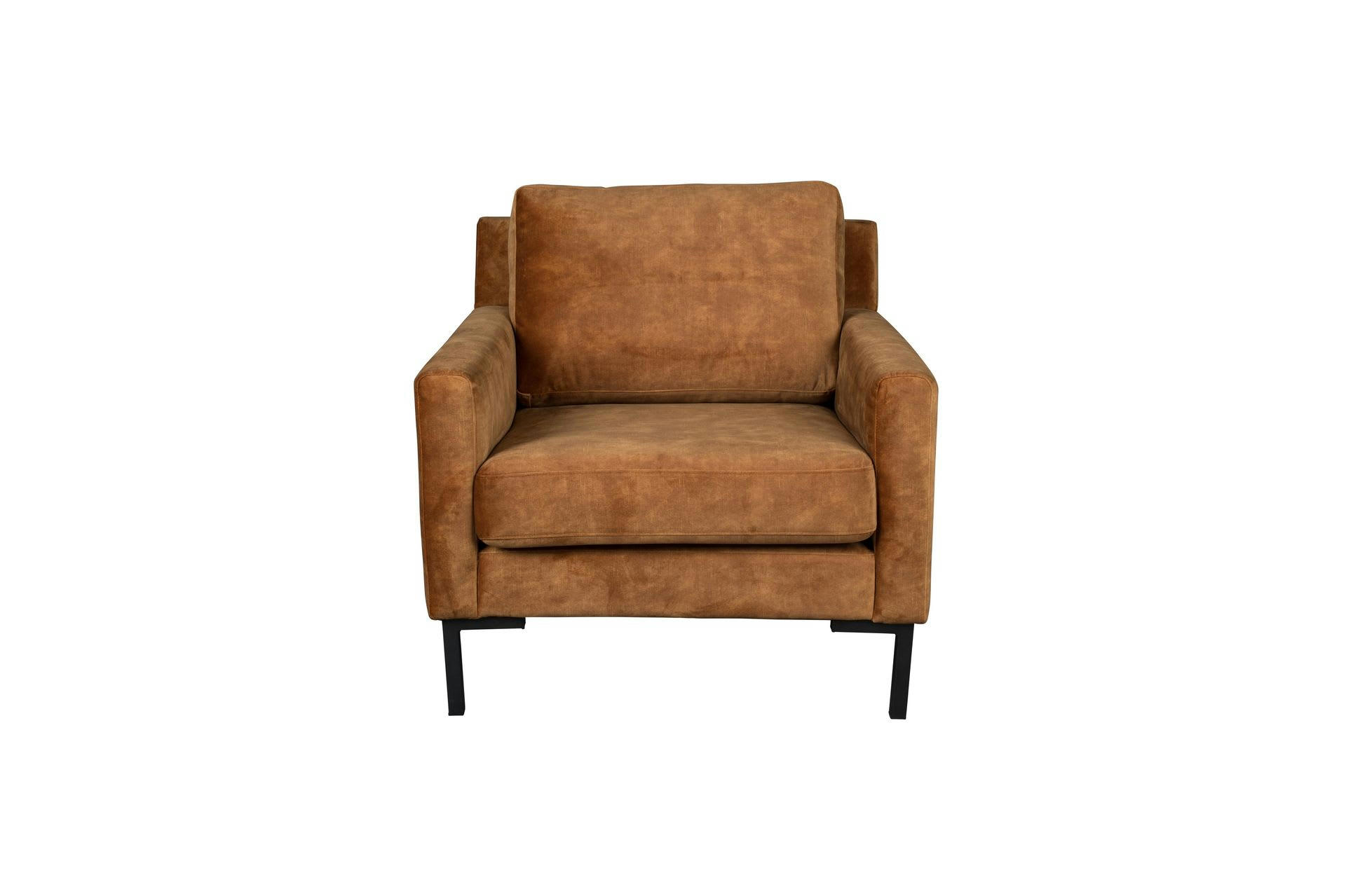 HOUDA - Fauteuil en tissu caramel