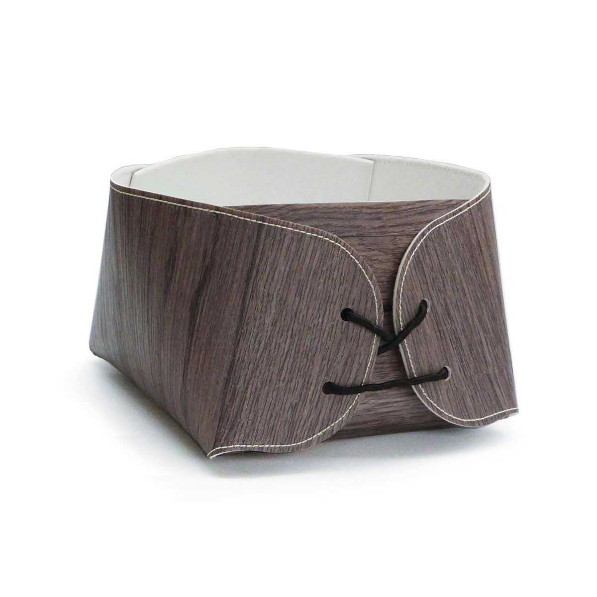 - Corbeille en vinyle imitation bois. 22/22 cm. haut 13cm.