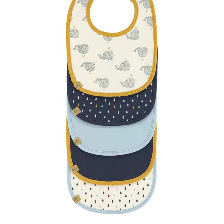 - Lot de 5 bavoirs en éponge imperméable 3-18 mois Baleine