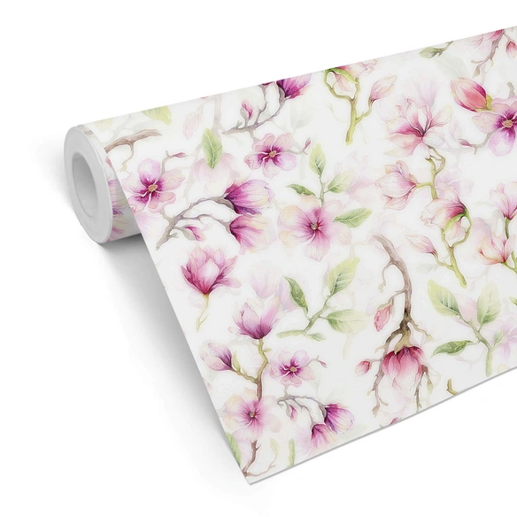 Vliestapete »Vintage Vliestapete«, Pastell Magnolia Mangolie, mehrfarbig, matt