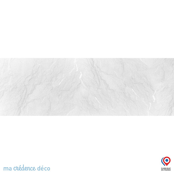 Crédence cuisine fond de hotte Ardoise blanche 2 - Verre trempé - L 90 cm x H 50 cm - MaCrédenceDéco