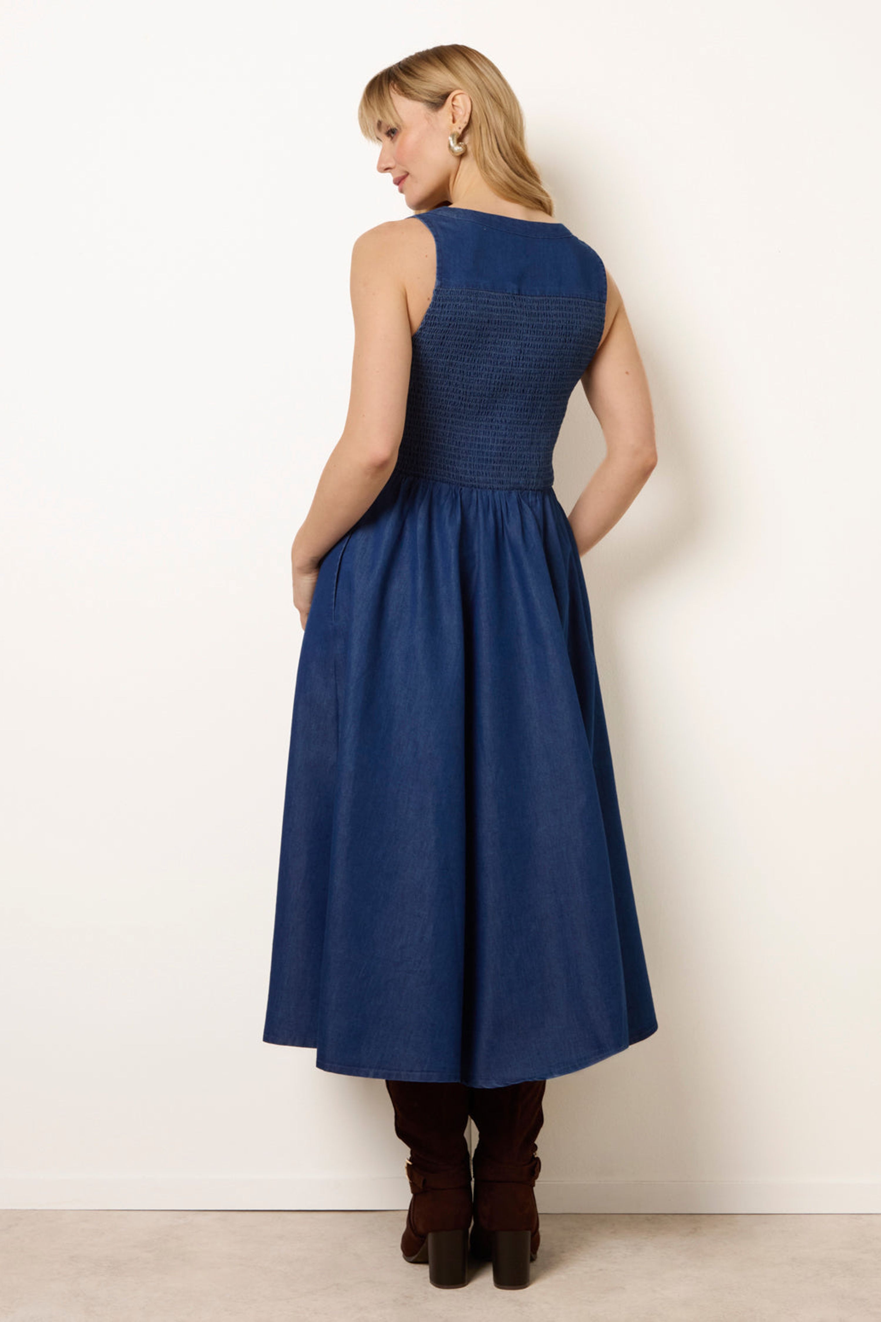 Blue Vanilla Blue Zip Front Denim Dress