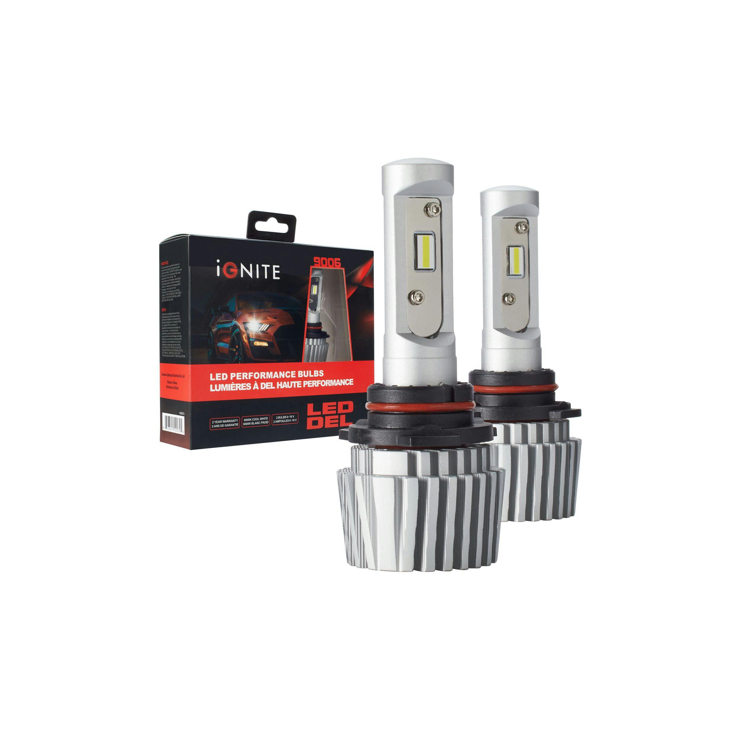 9006 Ignite LED Headlights, 6000k Cool White Light, 2-pk