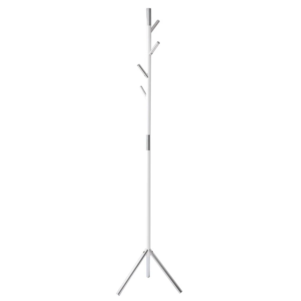 happimess Jackson 70.8 Modern 4-Hook Metal Coat Rack, White/Chrome