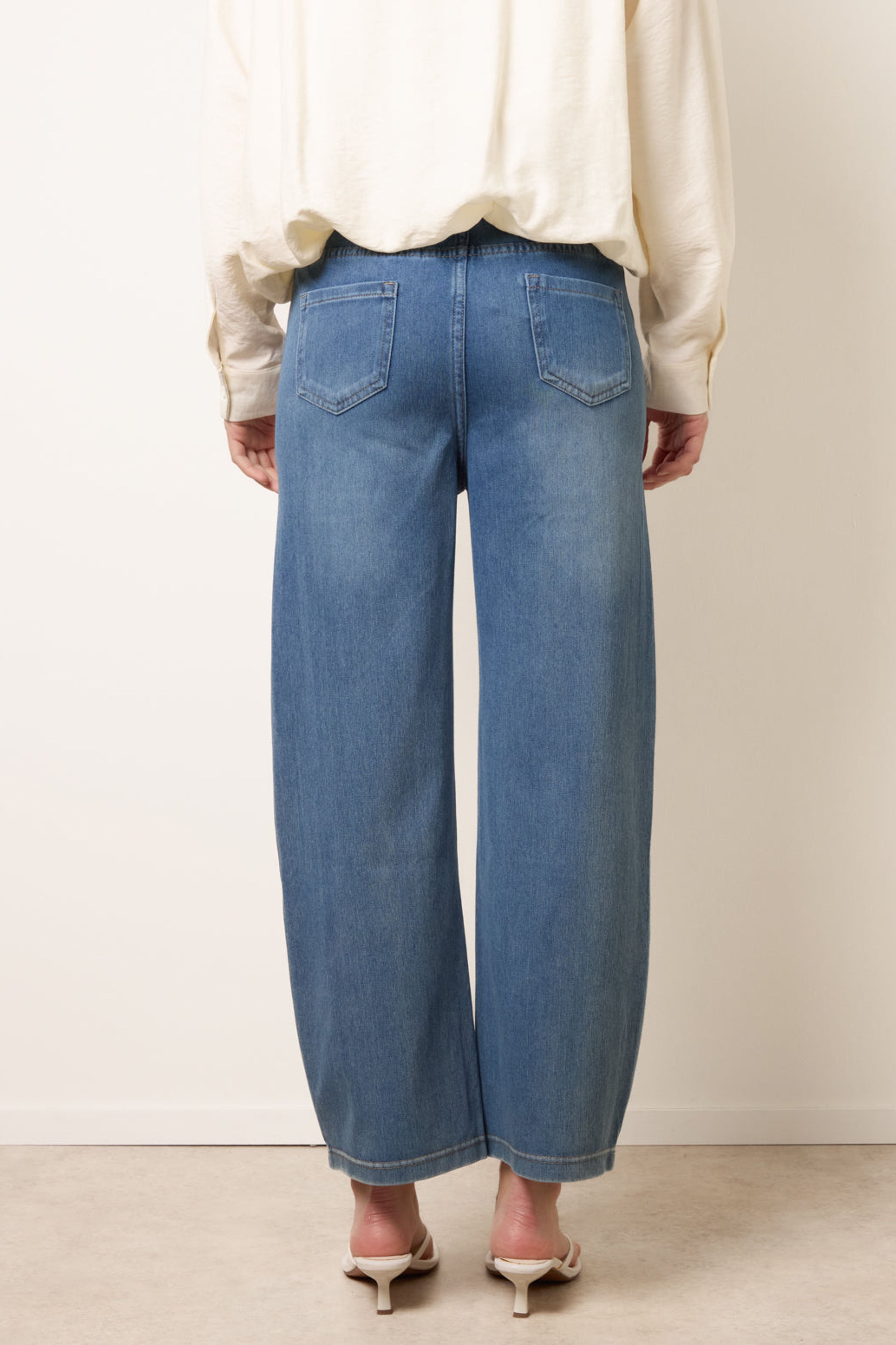 Blue Vanilla Light Blue Drawstring Seam Detail Wide Leg Jeans