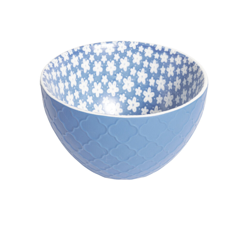 Coupelle porcelaine motif fleur bleue et blanche Ø13xH7,2cm