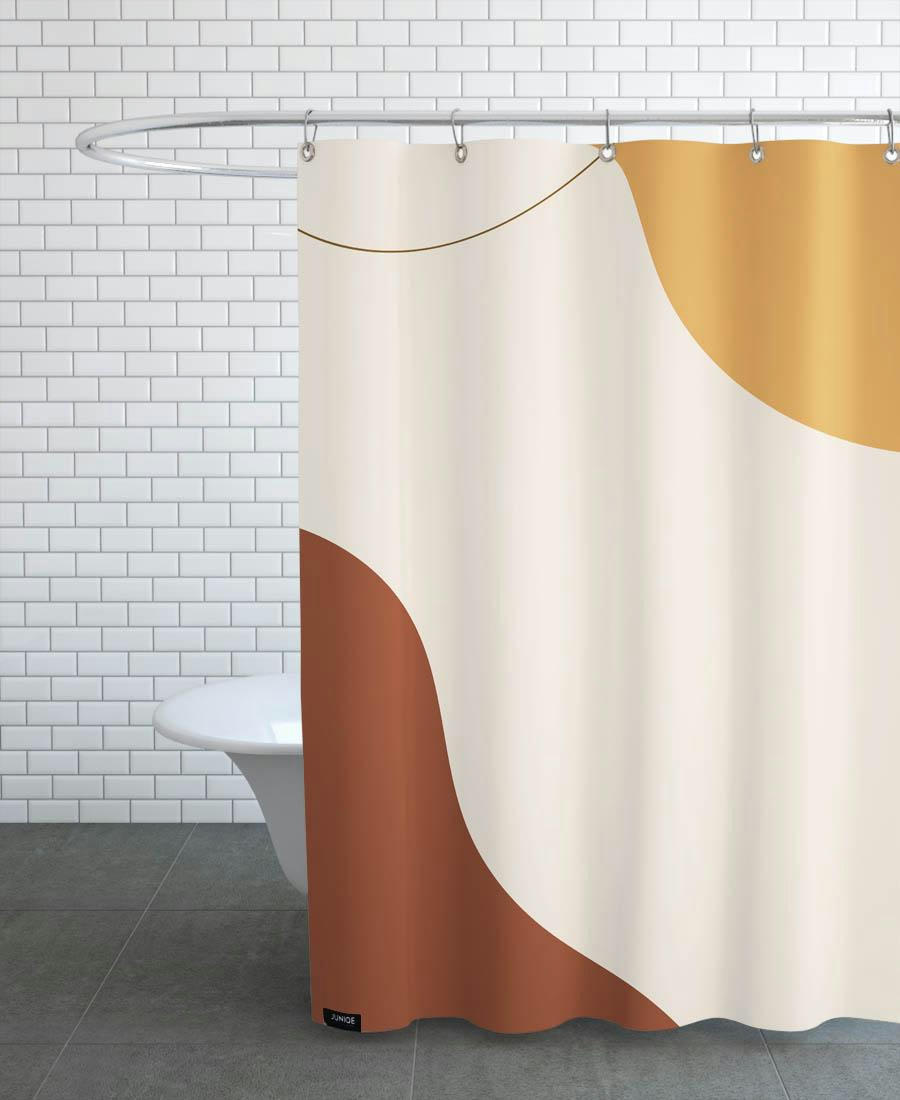 MOVEMENT 11 - Rideau de douche en polyester en blanc ivoire & jaune 150x200