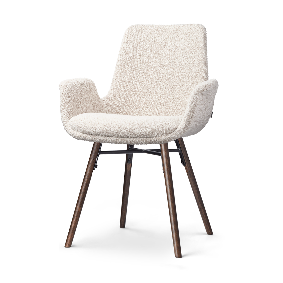 Nolon Nena-Eef Eetkamerstoel Bouclé Beige - met Armleuning - Walnoot