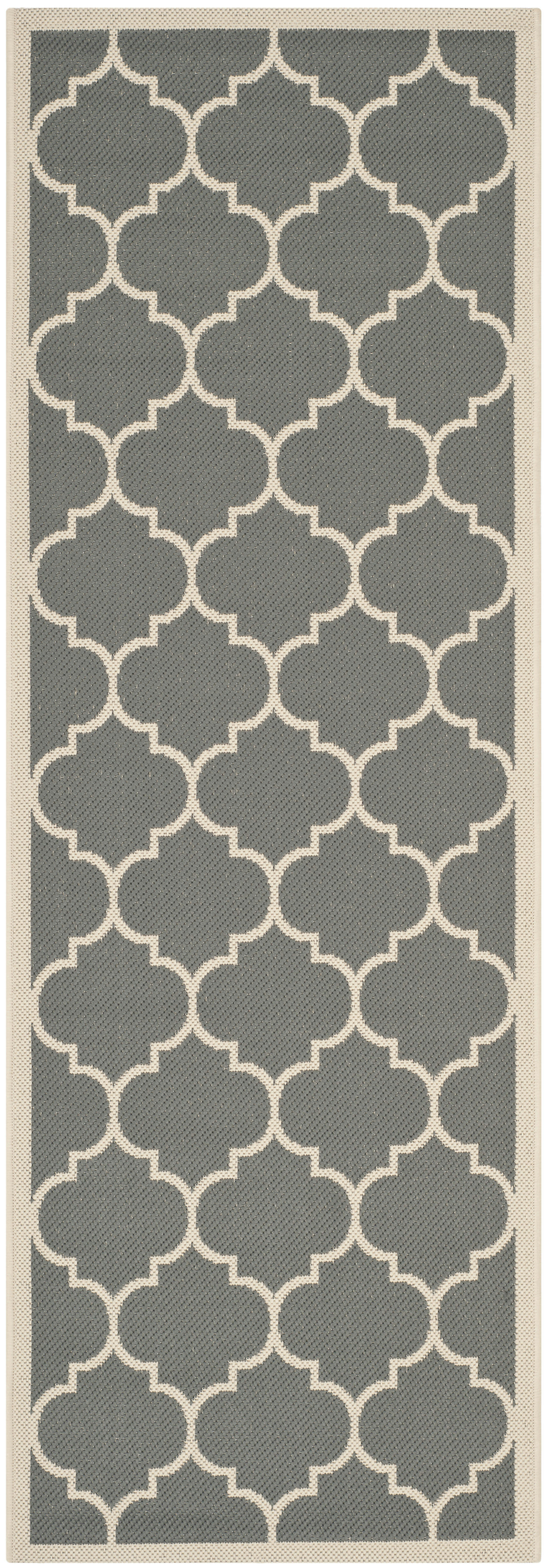 COURTYARD - Tapis interieur & exterieur en gris anthracite & beige, 69 x 201 cm