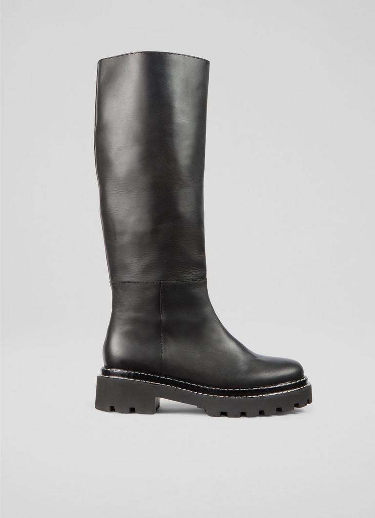 Julia Black Nappa Leather Knee Boots