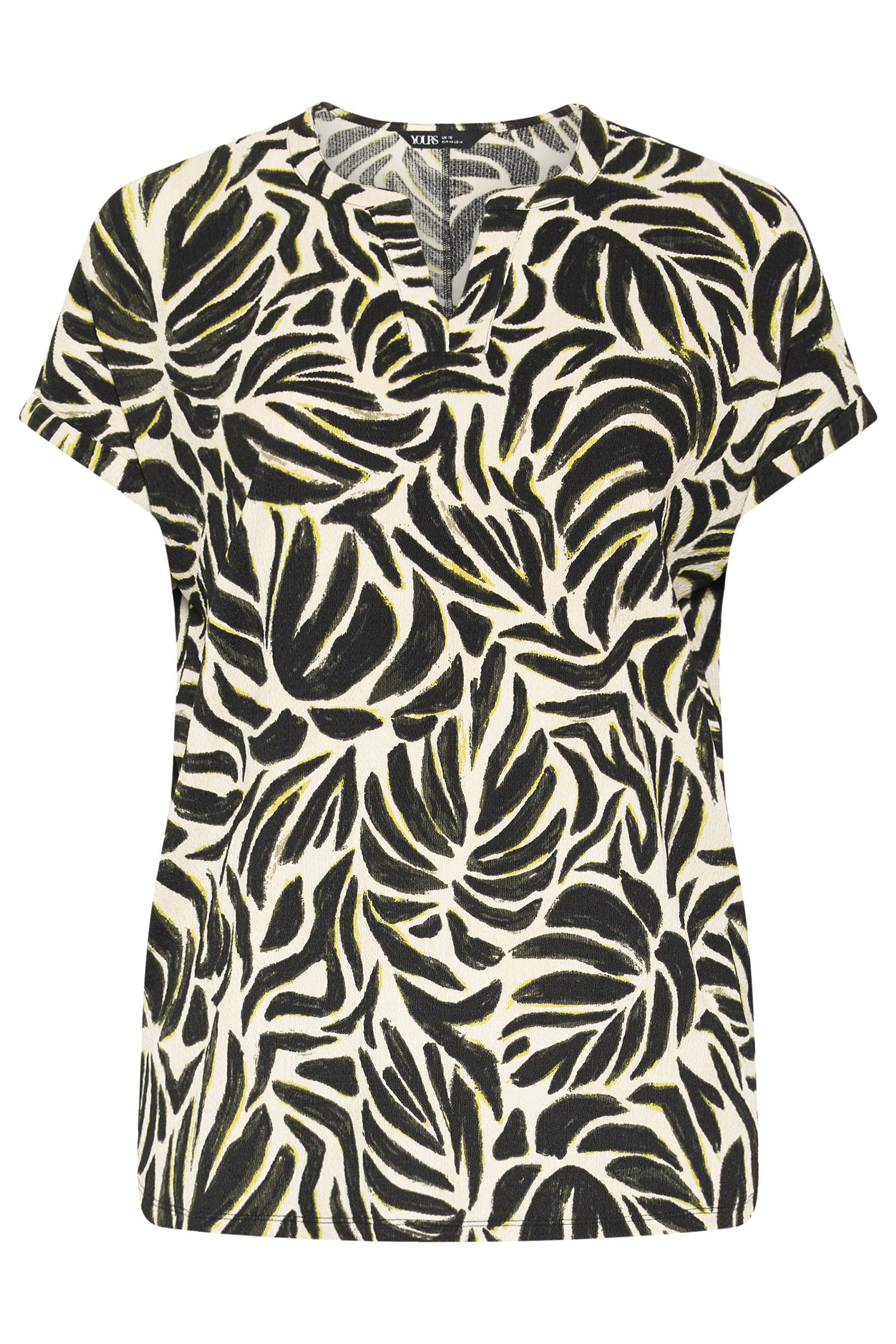 Yours Textured Abstract Notch Neck Top