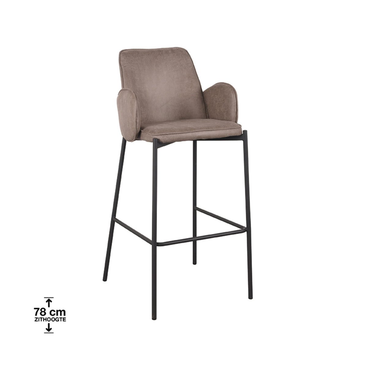 LABEL51 Barkruk Joni - Taupe - Zithoogte 77cm - Set van 2