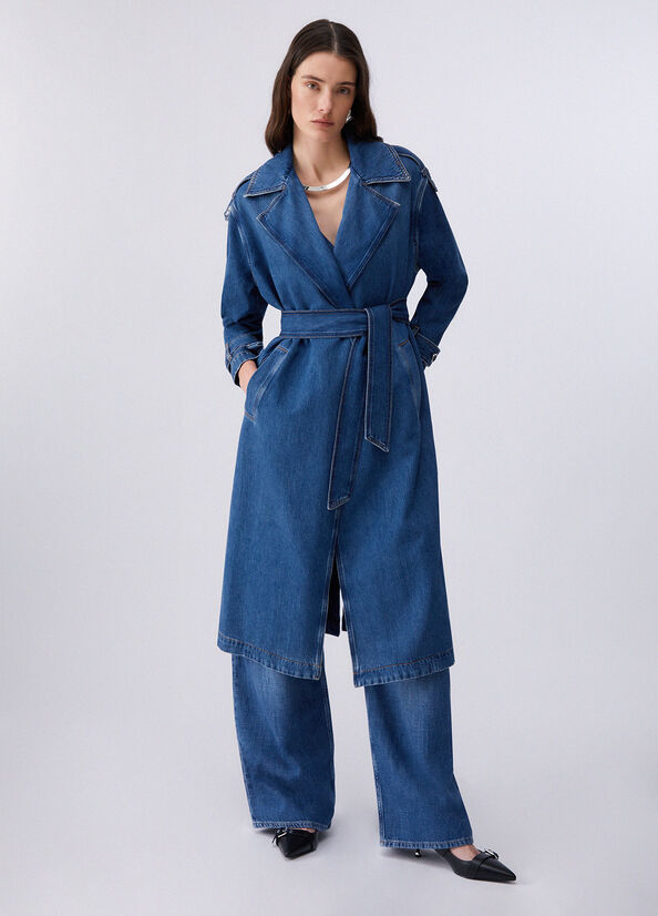 Trench lungo in denim