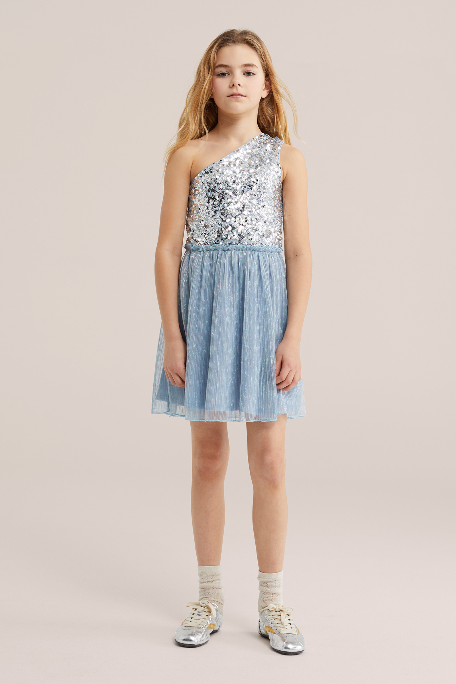 Meisjes off-shoulder jurk met pailletten