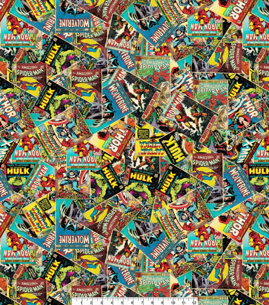 Marvel Comics Cotton Fabric Retro Comic