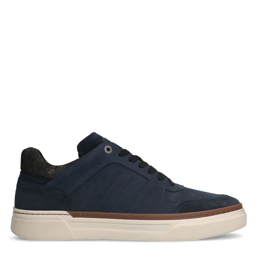 Manfield Blauwe nubuck sneakers